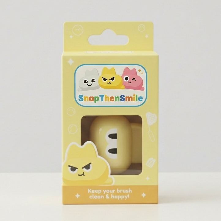 Yellow SnapThenSmile Toothbrush Head Cover Cap