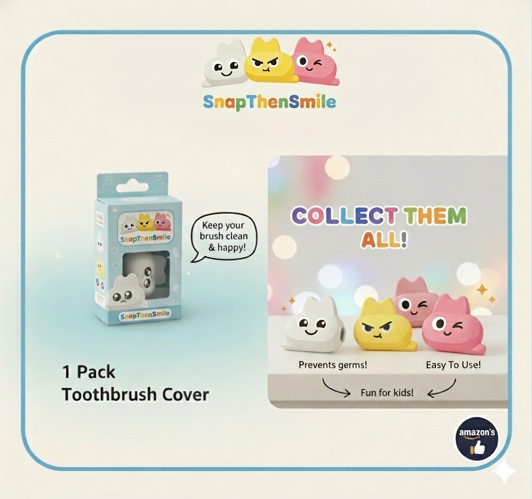 White SnapThenSmile Toothbrush Head Cover Cap